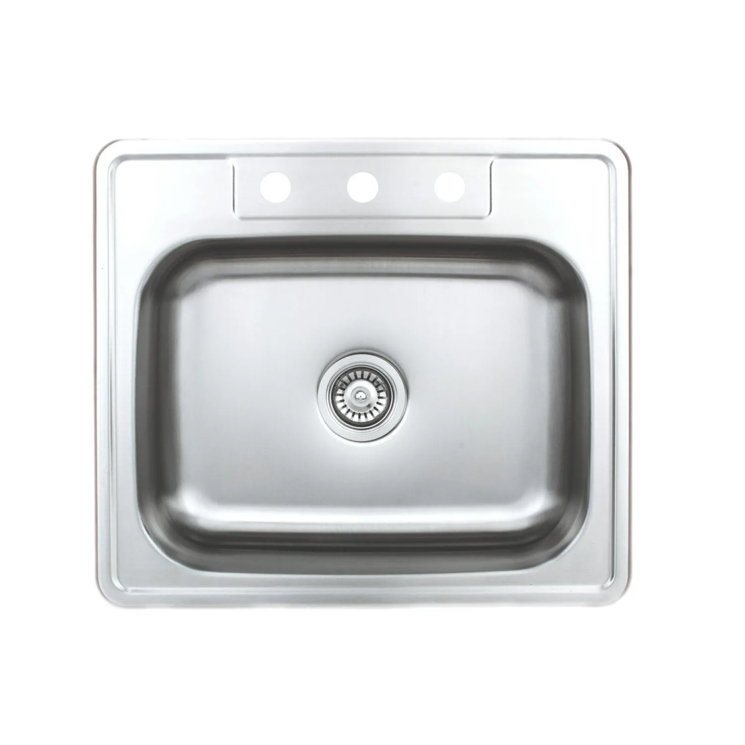 Clearance 25" 20-Gauge Drop-in 3-Hole Single Bowl ADA Compliant Stainless Steel Kitchen Sink with Strainer Drop-In / Top Mount Sinks|Stainless Steel Sinks