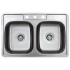 Clearance 33" 20-Gauge Drop-in 3-Hole 50/50 Double Bowl ADA Compliant Stainless Steel Kitchen Sink with Strainers Drop-In / Top Mount Sinks|Stainless Steel Sinks