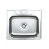 25" 20-Gauge Drop-in 3-Hole Single Bowl ADA Compliant Stainless Steel Kitchen Sink Drop-In / Top Mount Sinks|Stainless Steel Sinks
