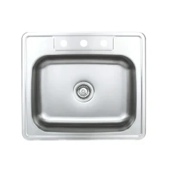 25" 20-Gauge Drop-in 3-Hole Single Bowl ADA Compliant Stainless Steel Kitchen Sink Drop-In / Top Mount Sinks|Stainless Steel Sinks