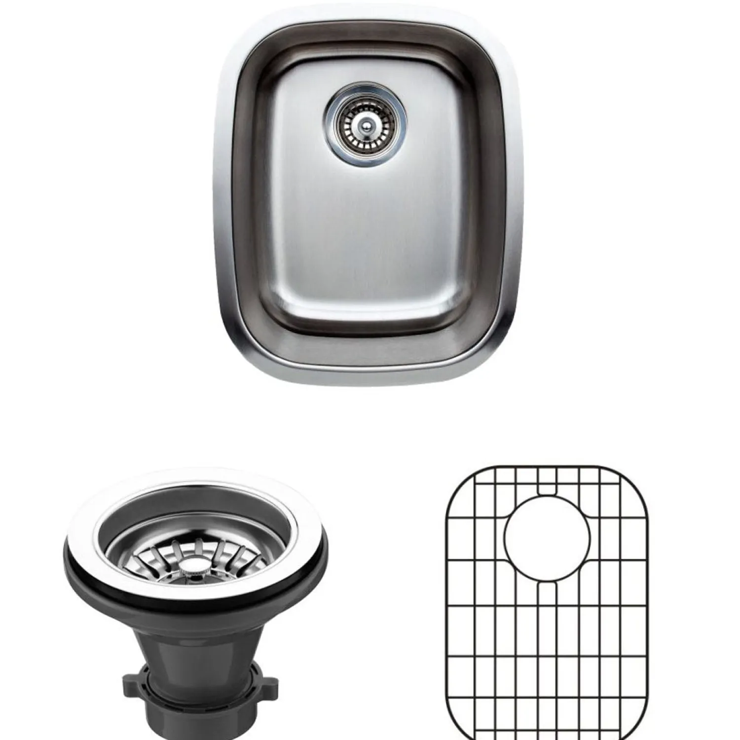 Sale 15" 18-Gauge Single Bowl Undermount Stainless Steel Bar Sink with Grid Rack and Strainer Bar / Prep Sinks