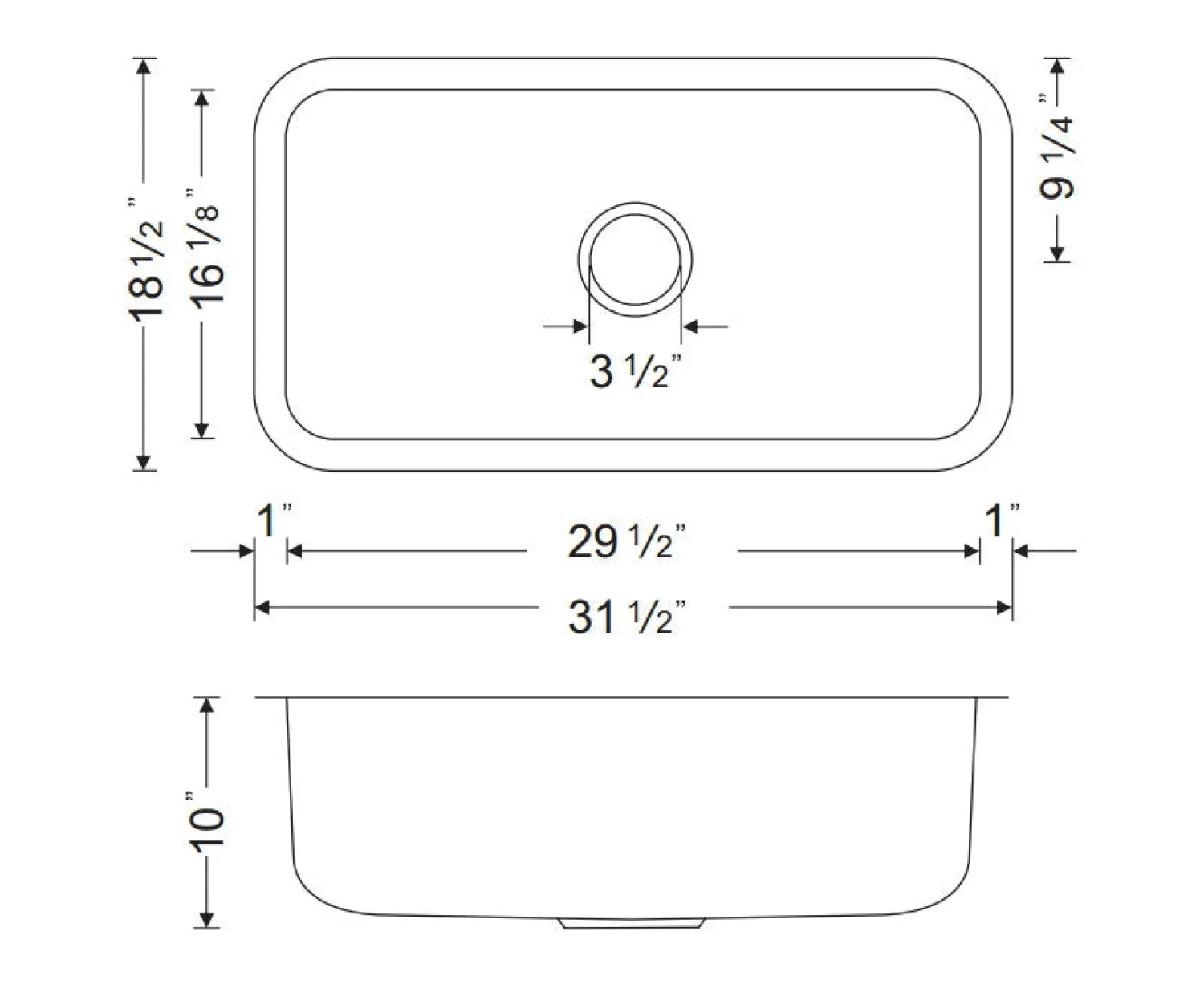 Online 32" 18-Gauge Single Bowl Undermount Stainless Steel Kitchen Sink Stainless Steel Sinks|Single Bowl Sinks