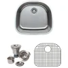 Outlet 24" 16-Gauge Undermount D-shaped Single Bowl Stainless Steel Kitchen Sink with Grid Rack and Basket Strainer Stainless Steel Sinks|Single Bowl Sinks