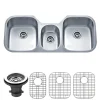 Best 46" 18-Gauge Undermount Triple Bowl Stainless Steel Kitchen Sink with Grid Rack and Strainer Stainless Steel Sinks|Undermount Sinks