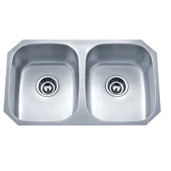 Hot 30" 18-Gauge Undermount 50/50 Double Bowl Stainless Steel Kitchen Sink Stainless Steel Sinks|Double Bowl Sinks