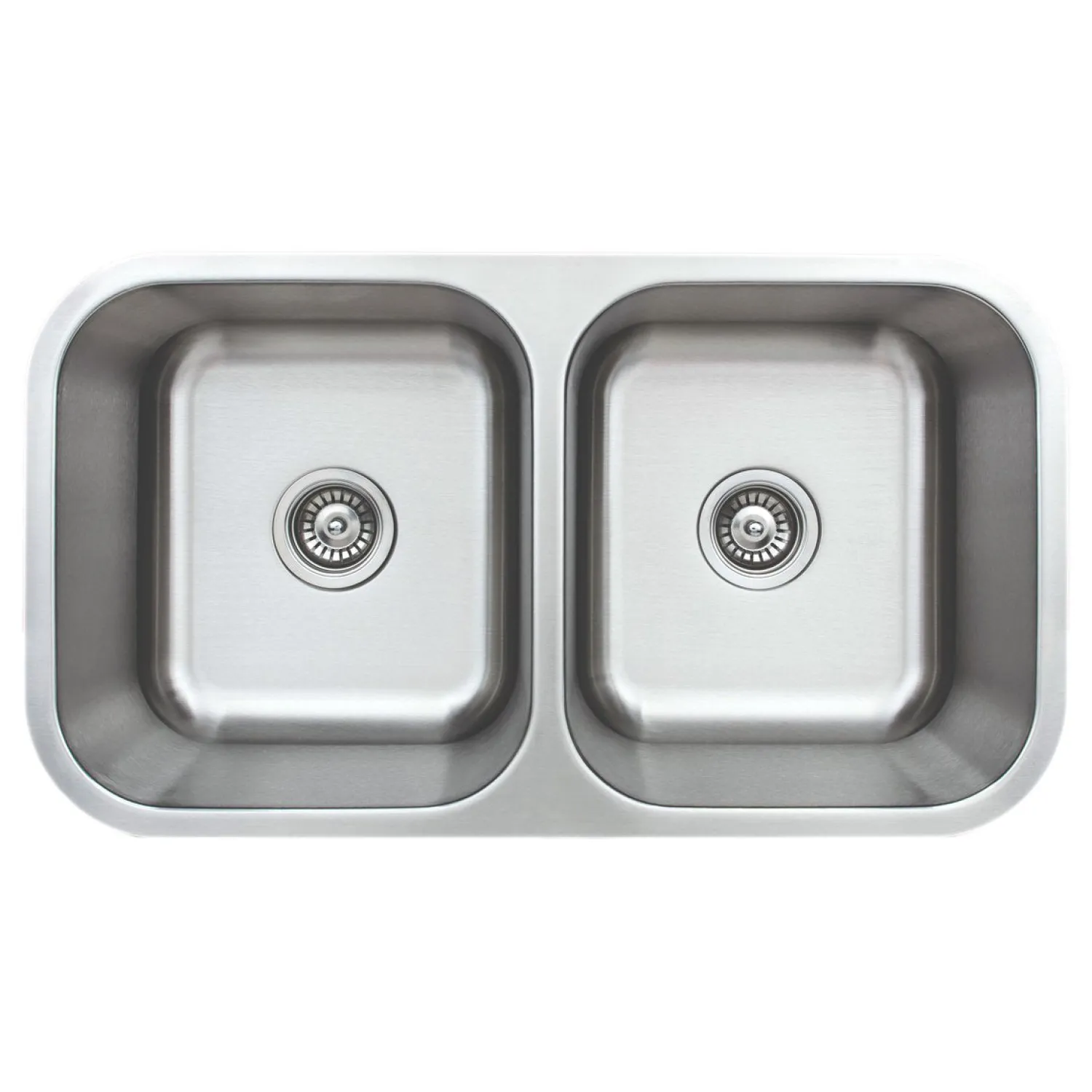 Online 33" 18-Gauge Undermount 50/50 Double Bowl Stainless Steel Kitchen Sink Stainless Steel Sinks|Double Bowl Sinks