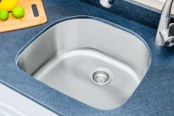 Hot 24" 16-Gauge Undermount D-shaped Single Bowl Stainless Steel Kitchen Sink Stainless Steel Sinks|Single Bowl Sinks