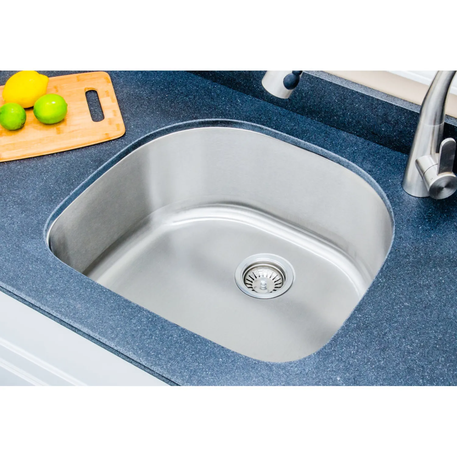 Online 24" 18-Gauge Undermount D-shaped Single Bowl Stainless Steel Kitchen Sink Stainless Steel Sinks|Single Bowl Sinks