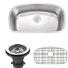 Online 33" 18-Gauge Undermount Single Bowl Stainless Steel Kitchen Sink with Grid Rack and Strainer Stainless Steel Sinks|Single Bowl Sinks