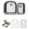 New 32" 18-Gauge Undermount Double Bowl Stainless Steel Kitchen Sink with Grid Rack and Basket Strainer Stainless Steel Sinks|Double Bowl Sinks