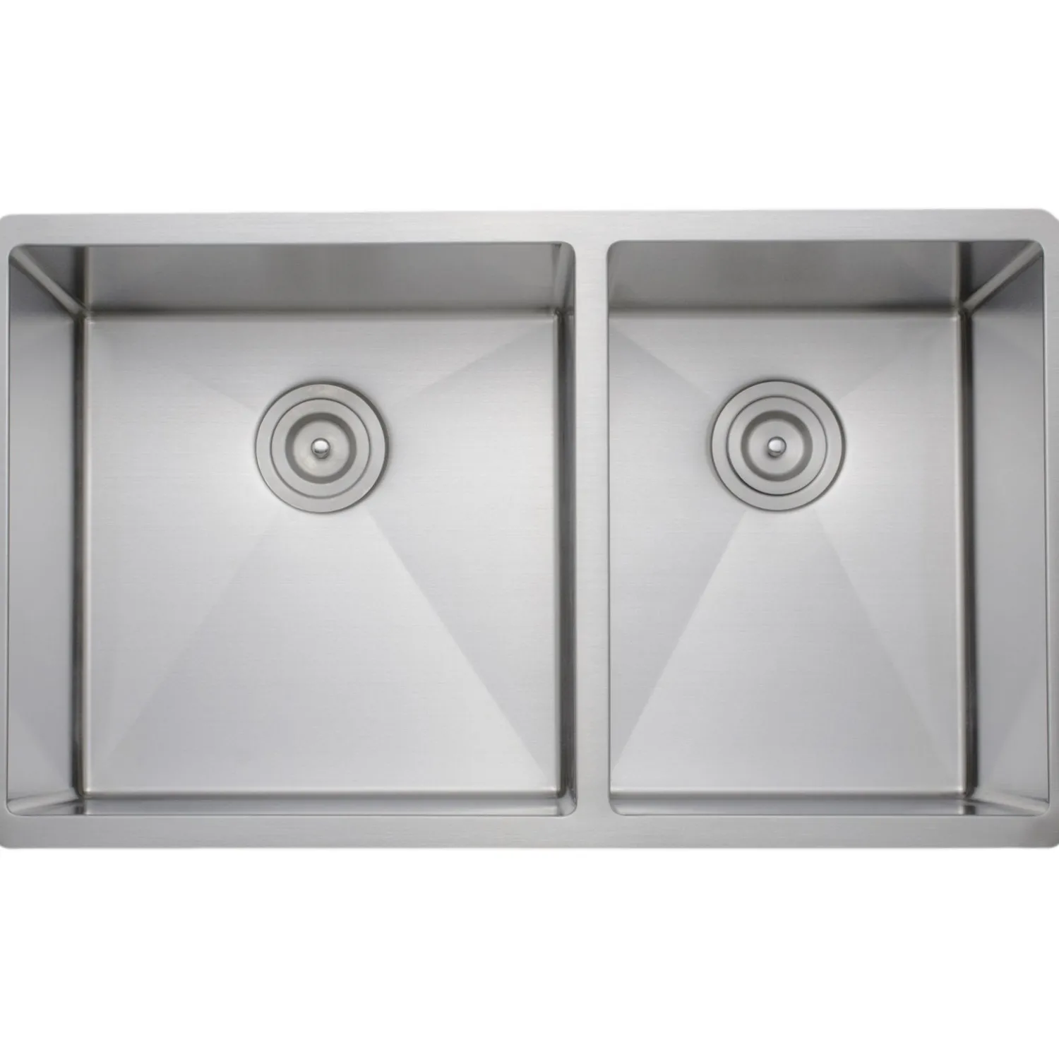 Clearance Handcrafted 33" 16-Gauge Undermount 60/40 Double Bowl Stainless Steel Kitchen Sink Stainless Steel Sinks|Double Bowl Sinks
