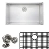 Clearance Handcrafted 32" 16-Gauge Undermount Single Bowl Stainless Steel Kitchen Sink with Grid Rack and Basket Strainer Stainless Steel Sinks|Single Bowl Sinks