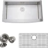 Sale Handcrafted 36" 16-Gauge Arched Apron Front Farmhouse Single Bowl Stainless Steel Kitchen Sink with Grid Rack and Basket Strainer Stainless Steel Sinks|Single Bowl Sinks