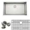 Discount Handcrafted 33" 16-Gauge Apron Front Farmhouse Single Bowl Stainless Steel Kitchen Sink with Grid Rack and Basket Strainer Stainless Steel Sinks|Single Bowl Sinks