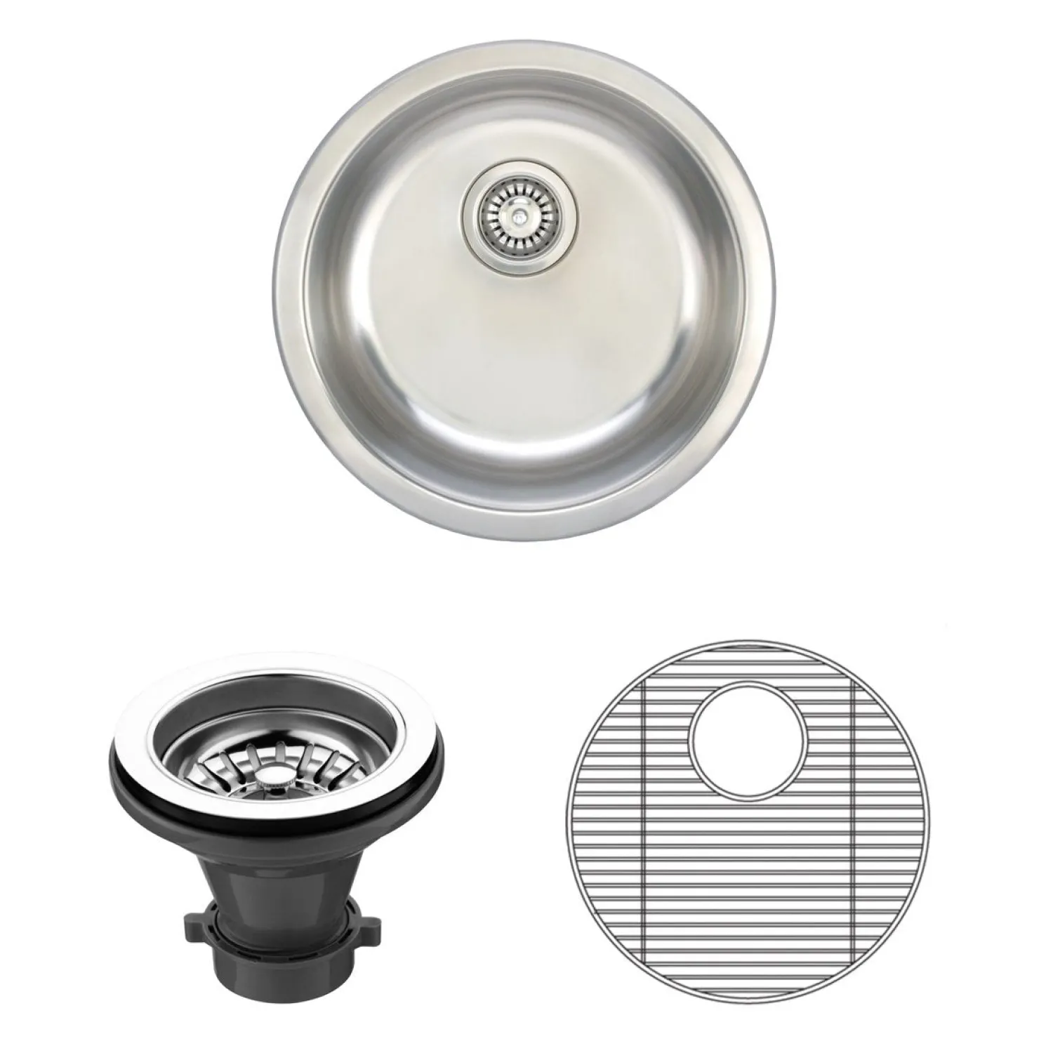 Sale 19" Round 18-Gauge Undermount Single Bowl Stainless Steel Kitchen Bar Sink with Grid Rack and Strainer Stainless Steel Sinks|Single Bowl Sinks