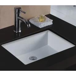 Outlet 20" White Rectangular Flat Bottom Undermount Bathroom Sink Undermount