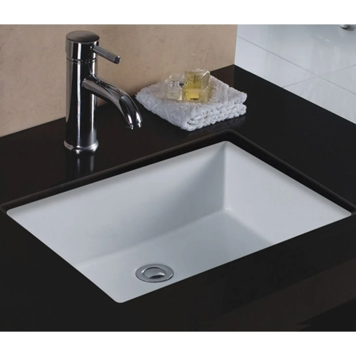Outlet 20" White Rectangular Flat Bottom Undermount Bathroom Sink Undermount