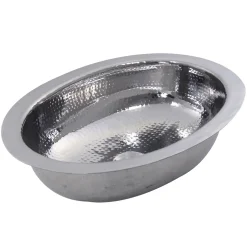 Outlet 17 1/2" x 13 3/4" Hand Hammered Stainless Steel Oval Undermount Bathroom Sink Undermount|Stainless Steel Sinks