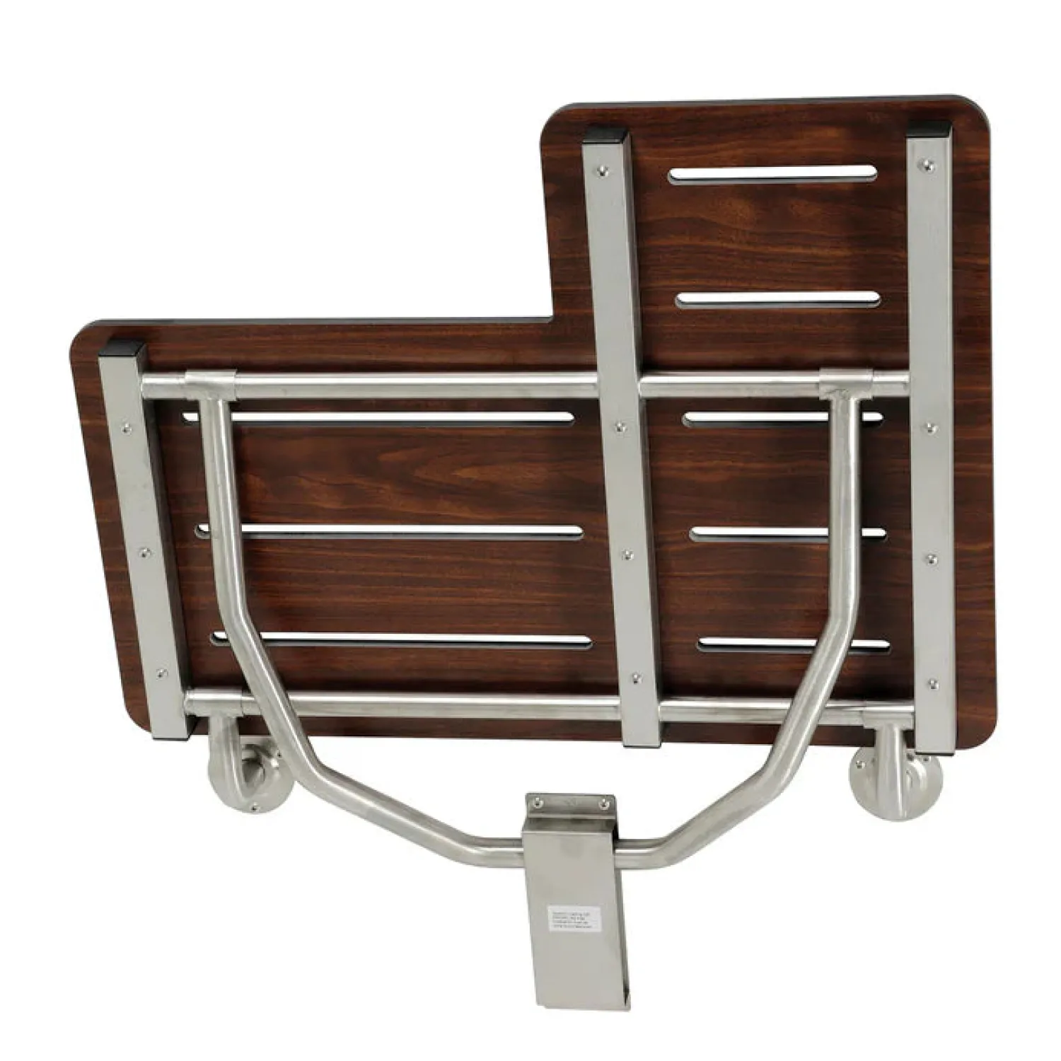 Best 28" x 21" Wall Mount Fold Down Shower Seat in Dark Mahogany Wood Grain & Stainless Shower Seats