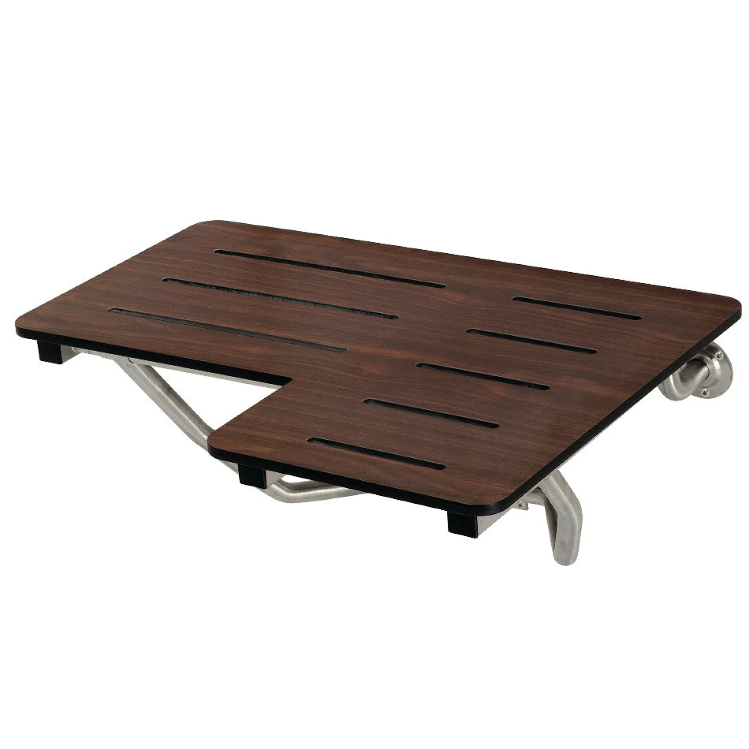 Best 28" x 21" Wall Mount Fold Down Shower Seat in Dark Mahogany Wood Grain & Stainless Shower Seats