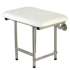 Best 22"x 16" Wall Mount Fold Down Shower Seat with Floor Support in Brushed Stainless Steel Shower Seats